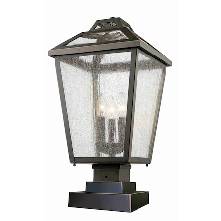 Z-Lite Bayland 3 Light Outdoor Pier Mount Light, Oil Rubbed Bronze And Clear Seedy 539PHBS-SQPM-ORB